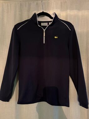 Masters Navy Quarter-Zip Pullover with Embroidered Logo children’s size L 10–12